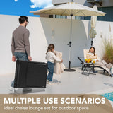 Devoko Patio Chaise Lounge Sets Outdoor Rattan Adjustable Back 3 Pieces Cushioned Patio Folding Chaise Lounge with Folding Table (Beige) Devoko