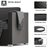 SUNCROWN 7-Piece Outdoor Patio Furniture Sofa Set All-Weather Wicker Sectional Conversation Set with Modern Glass Coffee Table and Cushions,Dark Grey SUNCROWN