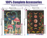 2 Pack Diamond Painting Kits for Adults,5D DIY Mushroom Forest Full Drill Round Art Gems with Moon Diamond Art Perfect for Home Wall Decor Diamond Dotz Inch12x16 REKKNA