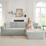 Modular Cloud Sectional Couch with L-Shape Chaise,Modern Upholstered Couches with Deep Seat,Corduroy Sponge Compressed Sofa for Living Room, Bedroom,No Assembly Required(Light Gray) ZKJOLMN