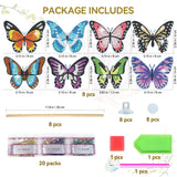 Vcekract 8 Pcs Butterfly Diamond Painting Kits, Diamond Art Kits for Garden Decor, Butterfly Stakes Diamond Art Kits for Adults, Crafts for Adults Vcekract