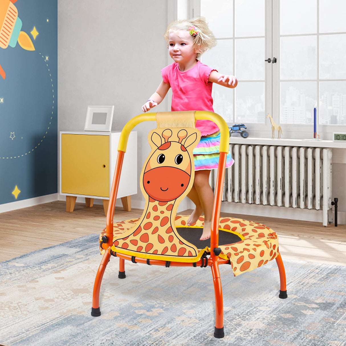 Yeeeasy Toddler Trampoline Baby Trampoline - Mini Trampoline for Kids 1 Year Plus Nursery Trampoline with Handle, Baby Gifts for Boys and Girls, Indoor and Outdoor, Giraffe Yeeeasy
