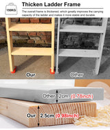 Bunk Bed Ladder 5 Step Wooden Bunk Bed Ladder 150cm (59") - Heavy Duty RV Loft Stair Hanging Ladder with Hook Bracket & Non-Slip Feet, Load 150 Kg / 330lbs HWLL