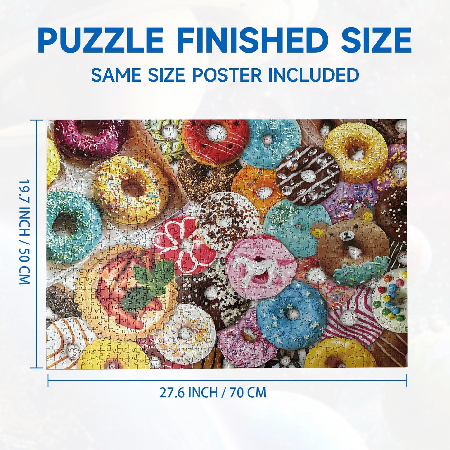 Jigsaw Puzzles 1000 Pieces for Adults, Families (Colorful Donuts) Pieces Fit Together Perfectly