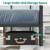 YITAHOME Canopy Bed Frame Metal Four Posters 14 Inch Platform with Built-in Headboard Strong Metal Slat Mattress Support, No Box Spring Needed, Black, Queen Size YITAHOME