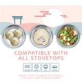 CONCORD 2 Quart Stainless Steel Yukihira Pan with Steamer. Traditional Japanese Saucepan with Wood Handle. Great for Ramen, Tempura pot, Milk, etc. Concord