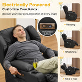 IPKIG Power Recliner Chair with Massage and Heat, Electric Recliner for Living Room, Home Theater, Bedroom, with LED Lights, USB Charger, Cup Holders, Side Pockets & Lumbar Pillow (1, Black) IPKIG