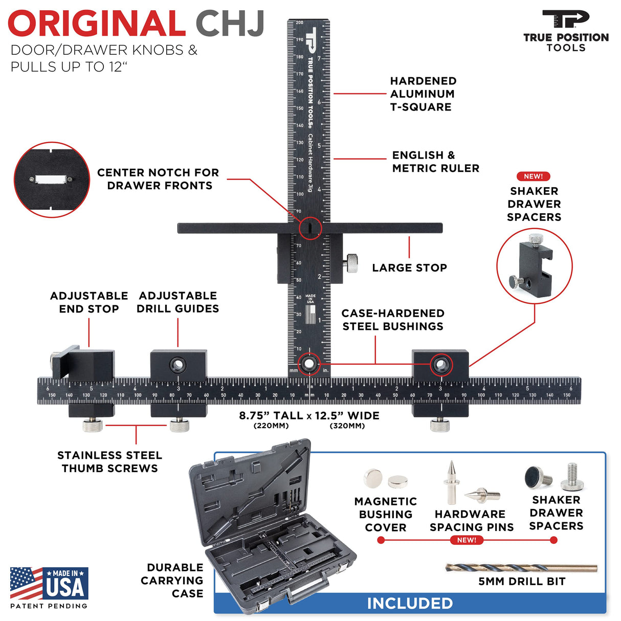 True Position Tools The Original Cabinet Hardware Jig - Made in USA - Most Accurate Tool for Knobs and Pulls - Hand Calibrated True Position Tools
