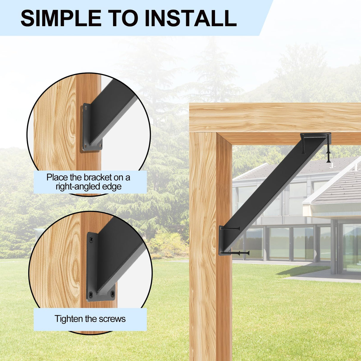 4 Pcs 45 Degree Angle Support Brackets, Pergola Kit Heavy Duty Connector for Wooden Structures Support for Gazebos, Tree Houses, Cabins and Patios CDFYJHFDQ