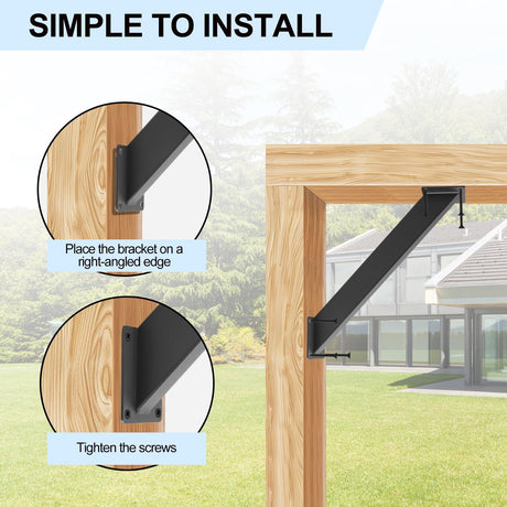 4 Pcs 45 Degree Angle Support Brackets, Pergola Kit Heavy Duty Connector for Wooden Structures Support for Gazebos, Tree Houses, Cabins and Patios CDFYJHFDQ