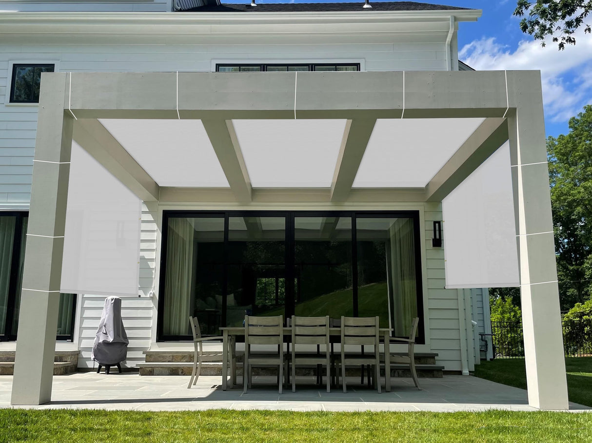 Windscreen4less 16' x 18' Universal Waterproof Replacement Shade Cover Canopy for Pergola Patio Privacy Shade Screen with Grommets on 2 Sides Includes Weighted Rods UV Block Light Grey Windscreen4less