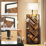 YATINEY Tree Bookshelf with Light, 6 Tier Book Shelf, Wooden Bookcase for Narrow Space, Floor Standing Tall Bookshelf, Industrial Corner Display Shelf, Rustic Brown SJ08DBR YATINEY