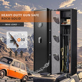 8-12 Gun Safe for Rifles and Pistols, Biometric Rifle Safe with Quick Access Fingerprint & Digital Keypad, Heavy Duty Steel Gun Cabinet with LED Light and No Assembly Required Marcree