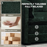 ZEIINPA L Shaped Sectional Sofa Cloud Couch for Living Room, 77" Chenille Comfy Boucle Modular loveseat Sofa, Modern Upholstery Sofa with Ottoman & Memory Foam, Emerald Green ZEIINPA