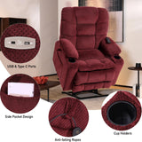 EONIX Dual Motor Lay Flat Power Lift Recliner Chair for Elderly, Electric Recliner Lift Chairs for Adults with Cup Holders, 400lbs Heavy Duty Power Recliner Sofa with Heat and Massage, Burgundy EONIX
