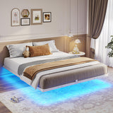 Hasuit Full Size Floating Bed Frame with LED Lights and No Box Spring Needed Hasuit