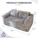 MAXYOYO Loveseat Sofa for Living Room, Small Sofa Couch Tufted Boneless Couch, Comfy Bean Bag Chair for Small Space Bedroom Apartment, No Assembly Needed, Grey MAXYOYO