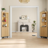 Maupvit 69" Tall Corner Cabinet, Small Slim Corner Bathroom Wall Cabinet, Boho Kitchen Pantry Storage Fluted Cabinet with Door & Adjustable Shelves, for Laundry Room, Living Room Maupvit