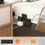 Cyclysio King Metal Bed Frame with Headboard, King Size Bed Frame with Charging Station and LED Lights, Height Adjustable PU Leather Headboard, Strong Metal Slats Support, No Box Spring Needed, White Cyclysio