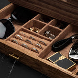 Pinzoveco Watch Box Organizer for Men, 6 Slot Mens Jewelry Box Display & Storage Watch, Solid Wood Watch Case for Men, Gift for Boyfriend Fathers Day Birthday Gifts (Carbonized Brown) Pinzoveco