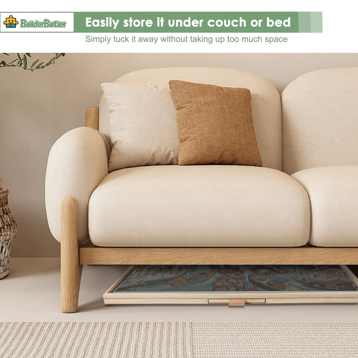 BuilderButler 1000 Pieces Rotating Puzzle Board with 6 Drawers,33.3"x25.2" Portable Wooden Jigsaw Puzzle Board with Lazy Susan Spinning Cover for Adults BuilderButler