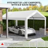 Outsunny 10' x 20' Carport Replacement Top Canopy Cover, UV and Water Resistant Portable Garage Shelter Cover with Ball Bungee Cords, White, Only Cover Outsunny