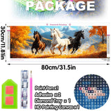 Bimkole Large Diamond Art Kits for Adults Horse, Full Drill 5D DIY Rhinestone Embroidery Set Paint with Diamonds Art Animals by Number Kits Cross Stitch Home Wall Craft Decoration 31.5x11.81 Inch Bimkole