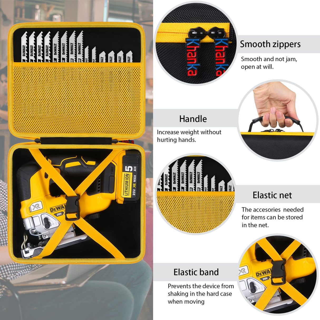 khanka Hard Case for Dewalt 20V MAX Blower(DCE100B)+Hard Case for DEWALT 20V MAX XR Jig Saw DCS334B / DCS335B khanka