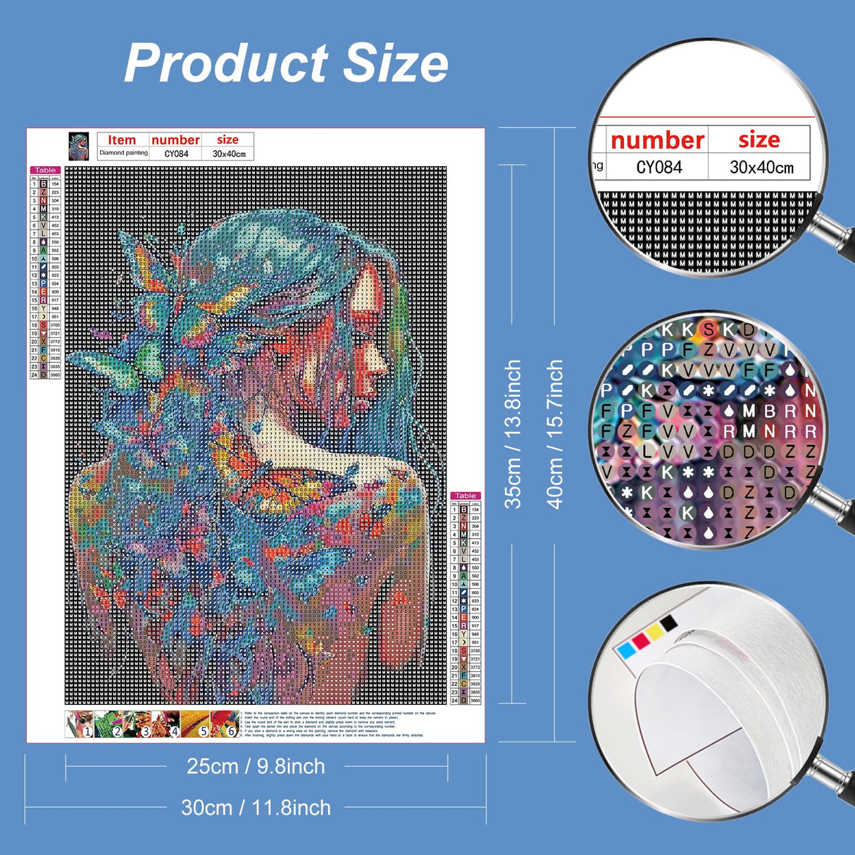 Stalente Diamond Painting Kits for Adults, 5D DIY Diamond Art Kits for Beginners Round Full Drill Diamond Painting for Home Wall Decoration Gift 12×16inch, Butterfly Lady Stalente