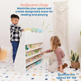 ECR4Kids Streamline Single-Sided Book Display with Storage, Classroom Bookshelf, White Wash ECR4Kids