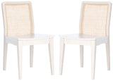 SAFAVIEH Home Collection Benicio White/Natural Rattan Dining Chair (Set of 2) DCH1005B-SET2 Safavieh