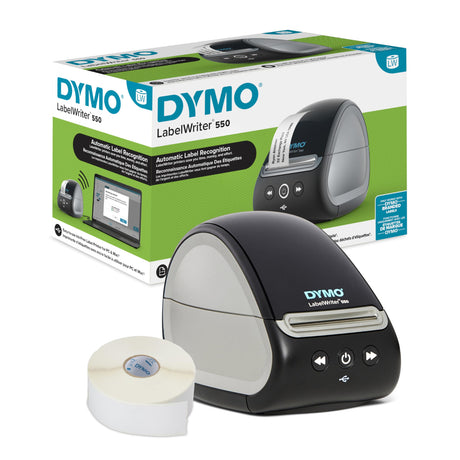 DYMO LabelWriter 550 Series Label Printer with Dymo-Branded Label Compatibility, Automatic Label Recognition, Low Waste, Optimized Direct Thermal Printing, and Plastic-Free Label Packaging DYMO