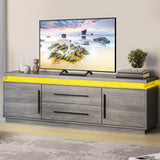 BELLEZE 67" TV Stand for TV up to 75", Modern Entertainment Center with LED Lights Change to Melody of Music, Media Console Table with Cabinets and Drawers for Living Room, Bedroom - Studio (Grey) BELLEZE