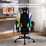 X Rocker Achiever PC Video Gaming Chair, RGB LED Lighting, Adjustable Ergonomic Office Desk Chair for Computer Gamers with Wheels, Black & White X Rocker