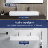 Eridanus Bathroom Sink Rectangle 43" x 16", Two Hole Vitreous Ceramic Vessel Sink, Countertop & Wall Mount, Modern Porcelain Vanity Floating Sink Art Basin Trough with Overflow, Glossy White Eridanus