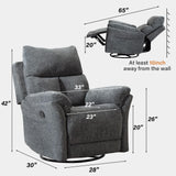 ANJ Swivel Rocker Recliner Chair Nursery Manual Glider Rocking Recliner Chairs for Adults, Small Recliners for Small Space, 360° Swivel Lazy Boy Recliner Chairs for Living Room, rv, Smoky Grey ANJ