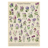 Vintage Purple Flower Puzzle for Adults, Botanical Purple Flower Plant Puzzles 1000 Pieces, Nature Garden Floral Jigsaw Puzzle BBOLDIN