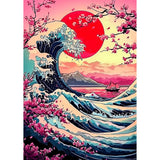 SENQAO Wave Diamond Painting Kits for Adults, Sunset Diamond Art Paintings Kit for Beginners, 5D Full Drill Diamand Paintings Kits, Gem Art Crafts for Adults Wall Decor 12x16inch (Cherry Blossom Tree) SENQAO