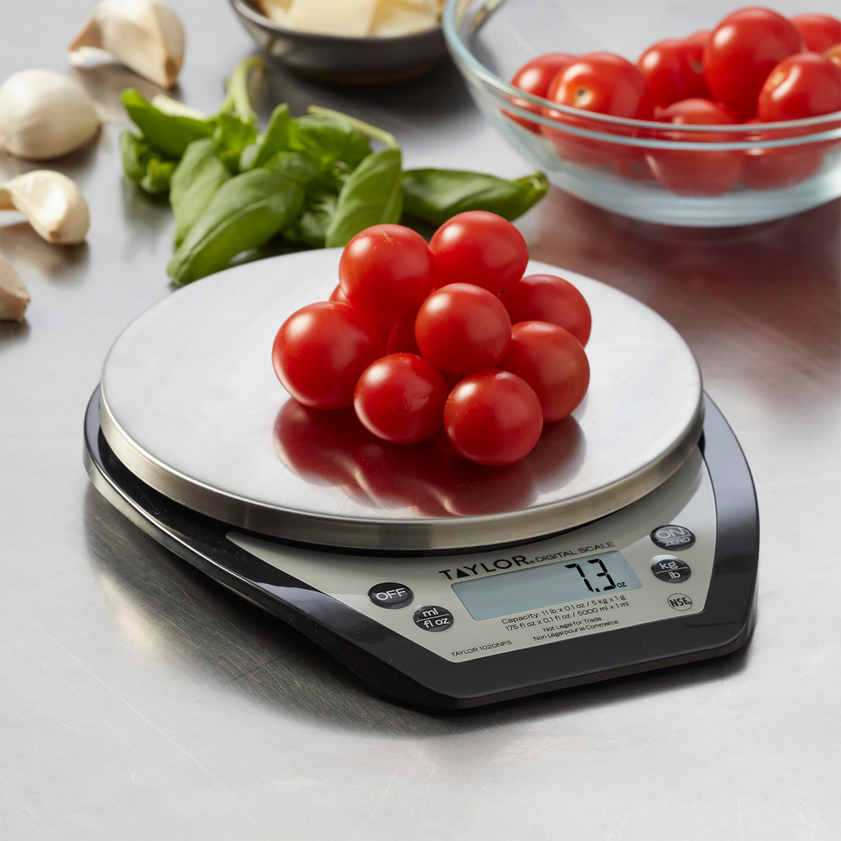 Taylor 1020NFS Compact Digital Scale, Multi-Functional Food Scale for Precise Weight Measuring and Portion Control, Tare Function, NSF, Stainless Steel Platform Taylor