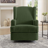 UIXE Swivel Glider Recliner Chair for Adults, Boucle High Back Accent Chair Nursery Rocker for Living Room, Upholstered Manual Reclining Sofa Seating with Deep Seat - Green UIXE