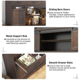 chartustriable 70” Large Long Buffet Sideboard Cabinet w/4 Drawer,Farmhouse Buffet Storage Cabinet,Sliding Door,Buffet Coffee Bar Cabinet, Credenza for Living Room, Brown chartustriable