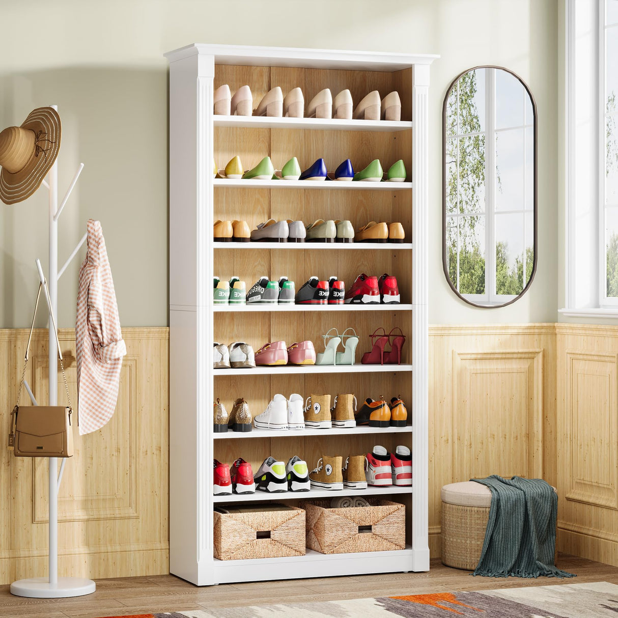 Tribesigns 8-Tier Shoe Rack, Wooden Freestanding Shoe Storage Cabinet for 32-40 Pairs, 70.9-Inch Tall Shoe Organizer Shelf for Entryway, Closet Tribesigns