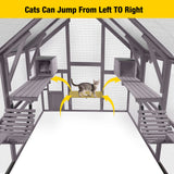 Aivituvin Cat Run Large Cat Enclosure Wooden Cat Catio Outdoor Kitty House with Bridges, Walks, Small Houses, Roof Cover 110 Inch Aivituvin