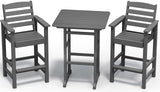 SERWALL Balcony Adirondack Chairs and Table 3 Pieces Set, Adirondack Bar Height Chairs Set of 2 and Bar Table, Outdoor Bar Stools Set, Gray SERWALL