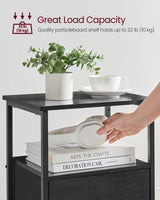 VASAGLE Nightstand Set of 2, Side Tables with 2 Fabric Drawers, 24-Inch Tall End Tables with Storage Shelf, Bedroom, Ash Black and Black ULGS225B21 VASAGLE