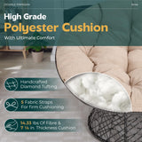 Bme 61" Double Papasan Chair with 600lbs Capacity, Ergonomic Design, Soft Thick Fabric Cushion, High Capacity Steel Frame for Any Room, Beige - Black Frame Bme