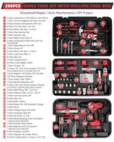 KingTool Home Tool Set Kit - 286 PCS Home Auto Repair Tool Kit with Rolling Tool Box, Mechanic Tool Sets with 21V Max Cordless Power drill, Perfect for Homeowner, Diyer, Handyman KINGTOOL