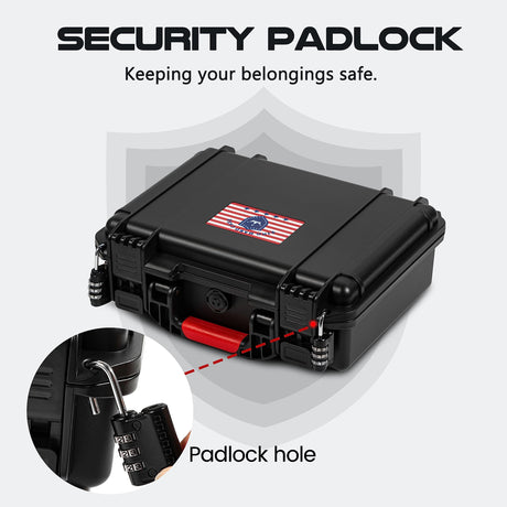 Kinghardcase Tactical Hard Gun Case DIY Water & Shock Proof With Foam TSA Approved Waterproof Hard Case for Pistol Accessories 11.4 * 9.4 * 4.5in1 Kinghardcase