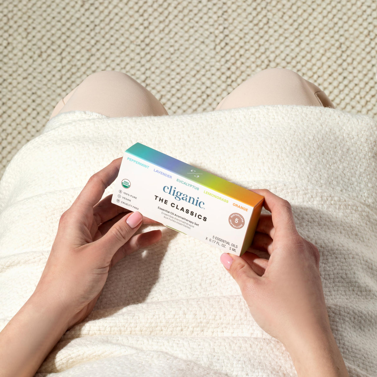 Cliganic Organic Essential Oils Set (Top 5 - The Classics) - 100% Pure Natural - Aromatherapy, Candle Making - Peppermint, Lavender, Eucalyptus, Lemongrass & Orange (Packaging May Vary) Cliganic