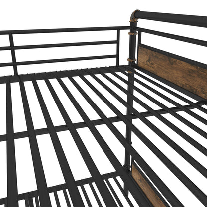 Queen Over Queen Bunk Bed, Heavy Duty Metal Queen Bed Frame,Industrial Detachable Bunkbeds with Safety Guard Rails and Full-Length Guardrails,Noise Free for School, Bedroom (Queen)